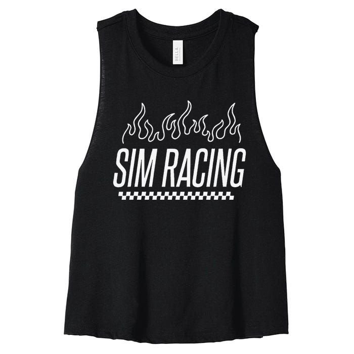 Sim Racer Gaming Race Car Simulation Sim Racing Women's Racerback Cropped Tank