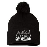 Sim Racer Gaming Race Car Simulation Sim Racing Pom Pom 12in Knit Beanie