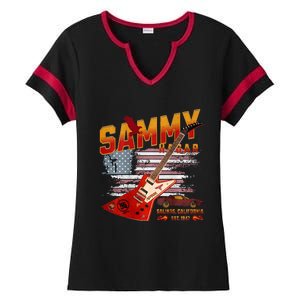 Sammy Red Guitar Rock Front Back Both Worlds Vh Concert Ladies Halftime Notch Neck Tee