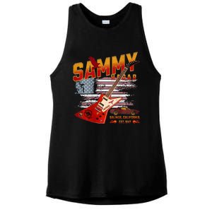 Sammy Red Guitar Rock Front Back Both Worlds Vh Concert Ladies PosiCharge Tri-Blend Wicking Tank