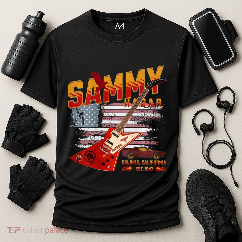 Sammy Red Guitar Rock Front Back Both Worlds Vh Concert Performance Shirt