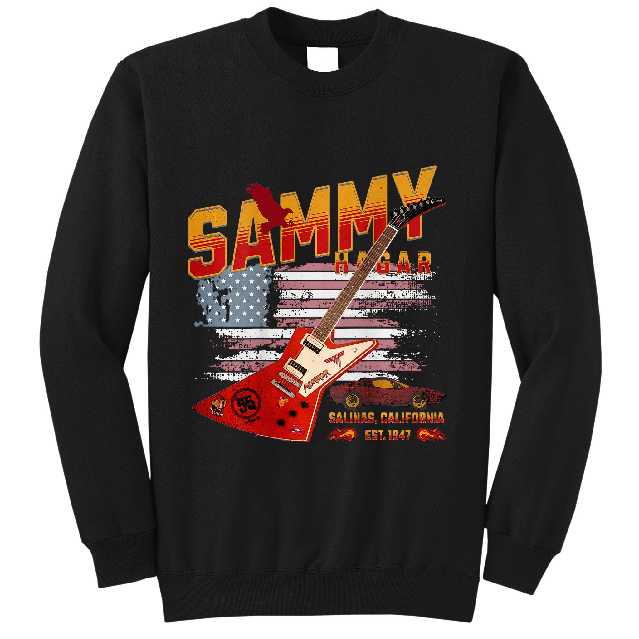 Sammy Red Guitar Rock Front Back Both Worlds Vh Concert Sweatshirt