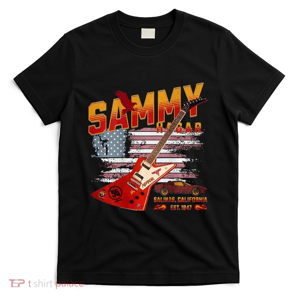 Sammy Red Guitar Rock Front Back Both Worlds Vh Concert T-Shirt