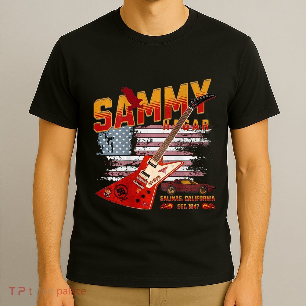 Sammy Red Guitar Rock Front Back Both Worlds Vh Concert T-Shirt
