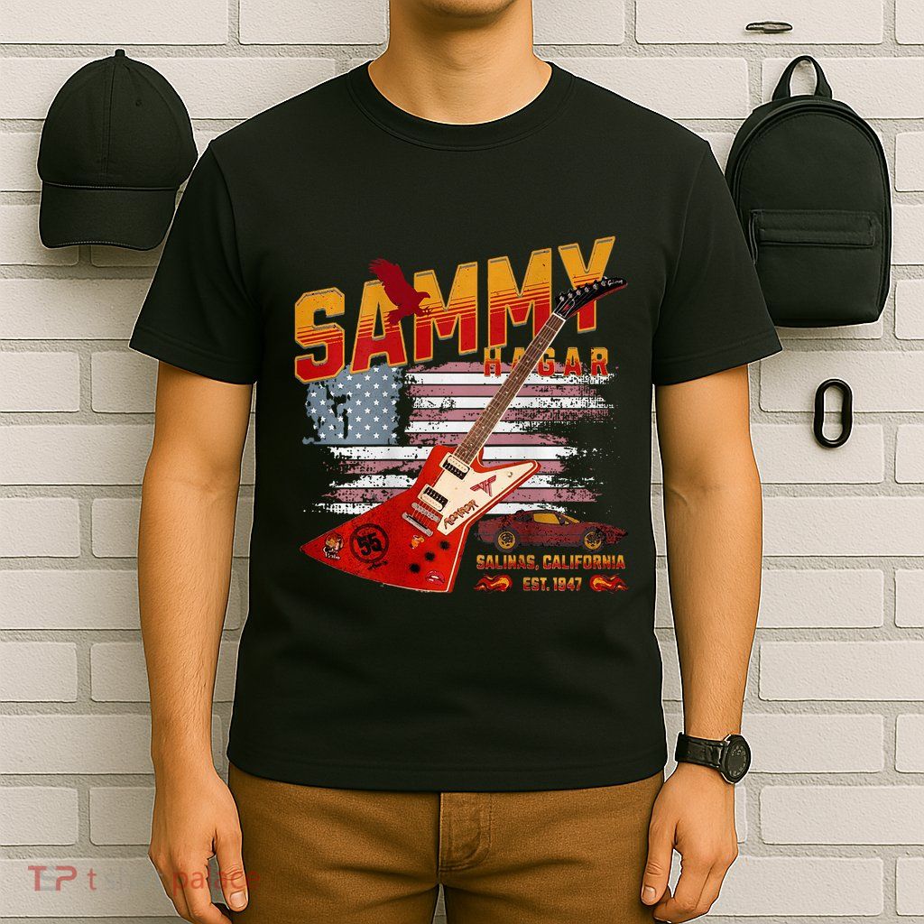 Sammy Red Guitar Rock Front Back Both Worlds Vh Concert T-Shirt