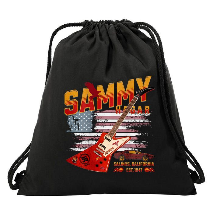 Sammy Red Guitar Rock Front Back Both Worlds Vh Concert Drawstring Bag