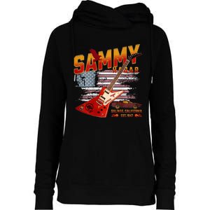 Sammy Red Guitar Rock Front Back Both Worlds Vh Concert Womens Funnel Neck Pullover Hood