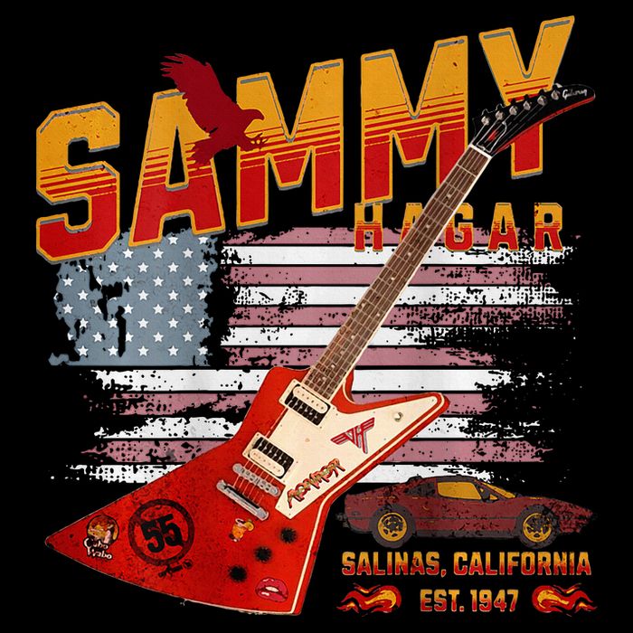 Sammy Red Guitar Rock Front Back Both Worlds Vh Concert Magnet