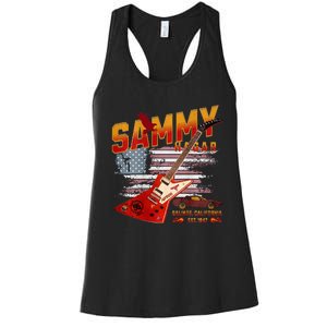 Sammy Red Guitar Rock Front Back Both Worlds Vh Concert Women's Racerback Tank