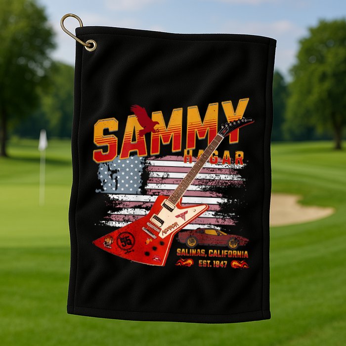 Sammy Red Guitar Rock Front Back Both Worlds Vh Concert Golf Towel