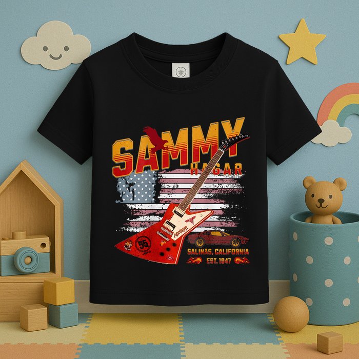 Sammy Red Guitar Rock Front Back Both Worlds Vh Concert Toddler T-Shirt