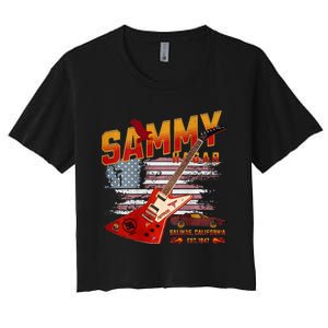 Sammy Red Guitar Rock Front Back Both Worlds Vh Concert Women's Crop Top Tee