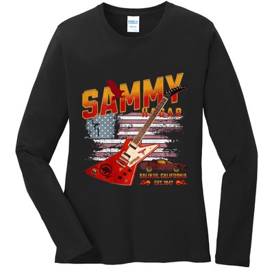 Sammy Red Guitar Rock Front Back Both Worlds Vh Concert Ladies Long Sleeve Shirt