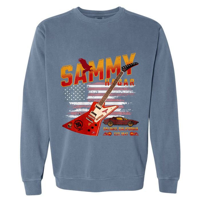 Sammy Red Guitar Rock Front Back Both Worlds Vh Concert Garment-Dyed Sweatshirt