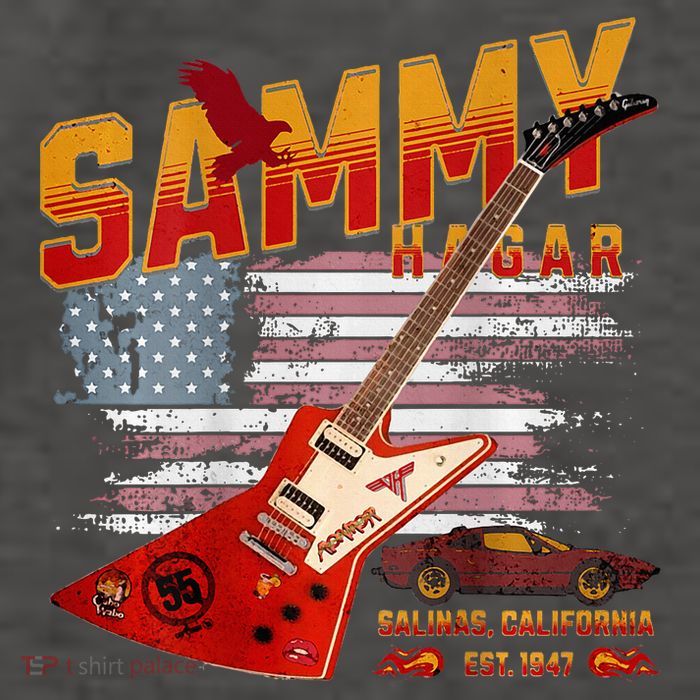 Sammy Red Guitar Rock Front Back Both Worlds Vh Concert Vector Backpack