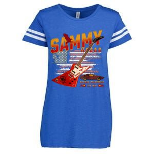 Sammy Red Guitar Rock Front Back Both Worlds Vh Concert Enza Ladies Jersey Football T-Shirt