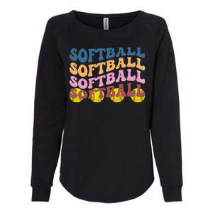 Softball Retro Groovy Sport Lover Womens California Wash Sweatshirt