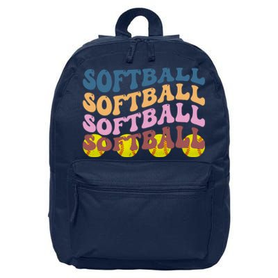 Softball Retro Groovy Sport Lover 16 in Basic Backpack