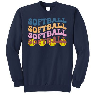 Softball Retro Groovy Sport Lover Tall Sweatshirt