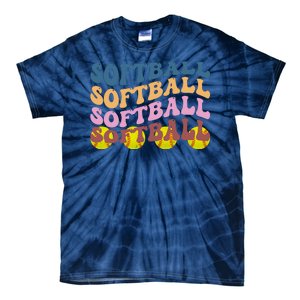 Softball Retro Groovy Sport Lover Tie-Dye T-Shirt