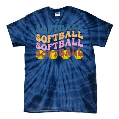 Softball Retro Groovy Sport Lover Tie-Dye T-Shirt