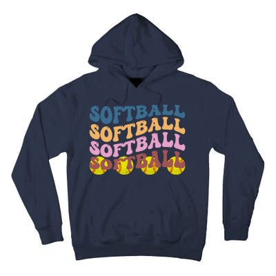 Softball Retro Groovy Sport Lover Tall Hoodie