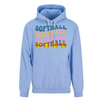 Softball Retro Groovy Sport Lover Unisex Surf Hoodie