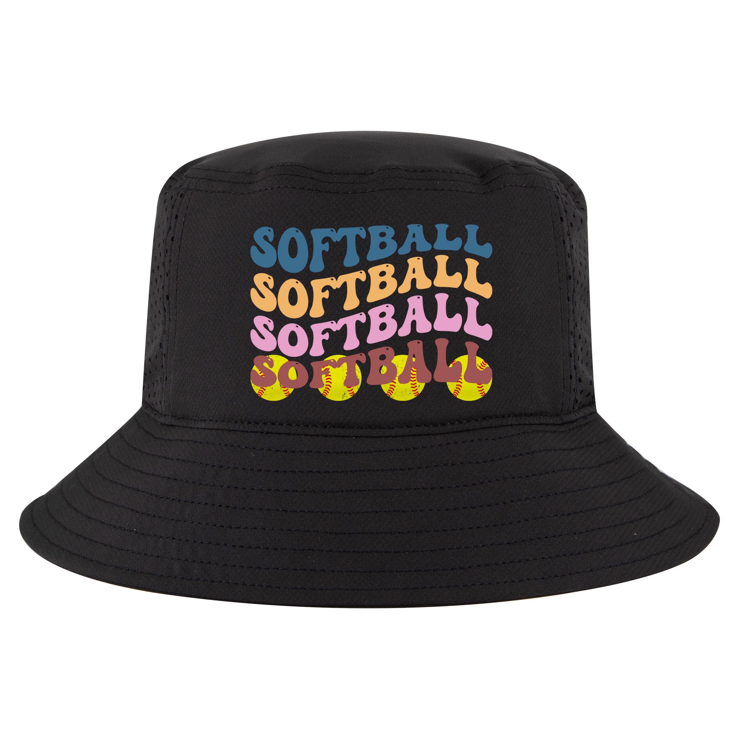 Softball Retro Groovy Sport Lover Cool Comfort Performance Bucket Hat