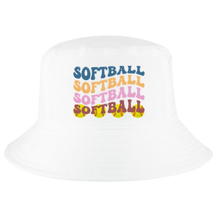 Softball Retro Groovy Sport Lover Cool Comfort Performance Bucket Hat
