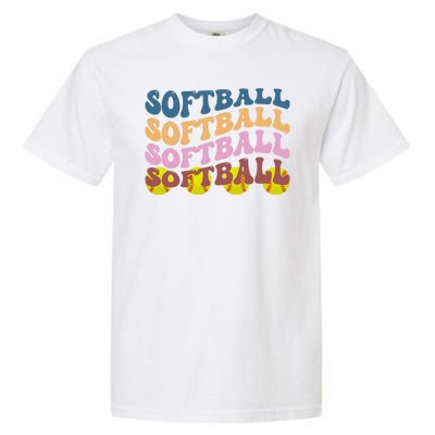 Softball Retro Groovy Sport Lover Garment-Dyed Heavyweight T-Shirt