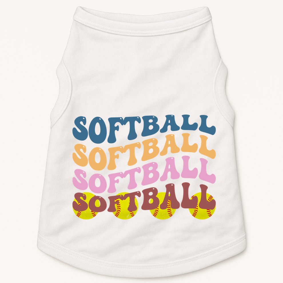 Softball Retro Groovy Sport Lover Doggie Tank