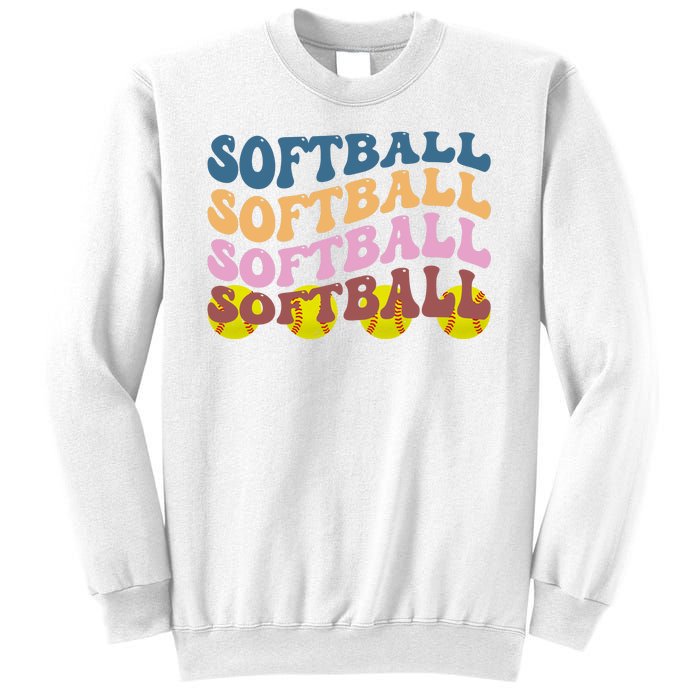 Softball Retro Groovy Sport Lover Sweatshirt