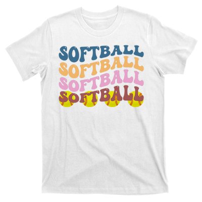 Softball Retro Groovy Sport Lover T-Shirt