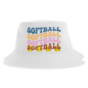 Softball Retro Groovy Sport Lover Sustainable Bucket Hat