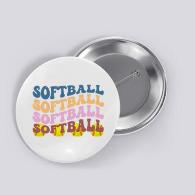 Softball Retro Groovy Sport Lover Button