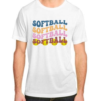 Softball Retro Groovy Sport Lover Adult ChromaSoft Performance T-Shirt