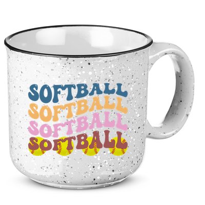 Softball Retro Groovy Sport Lover 15oz Campfire Ceramic Mug
