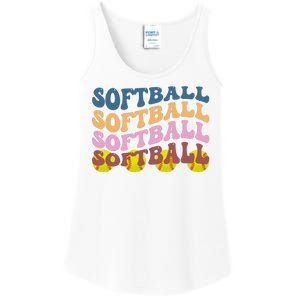 Softball Retro Groovy Sport Lover Ladies Essential Tank