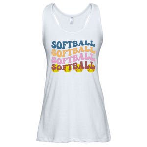 Softball Retro Groovy Sport Lover Ladies Essential Flowy Tank