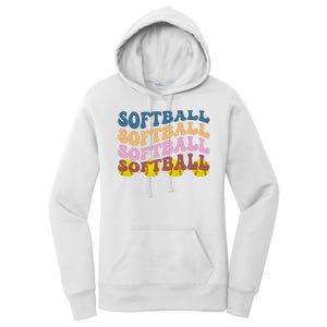 Softball Retro Groovy Sport Lover Women's Pullover Hoodie