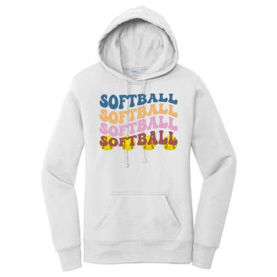 Softball Retro Groovy Sport Lover Women's Pullover Hoodie