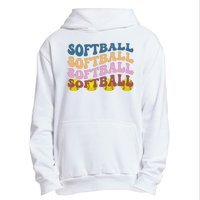 Softball Retro Groovy Sport Lover Urban Pullover Hoodie