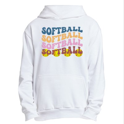 Softball Retro Groovy Sport Lover Urban Pullover Hoodie