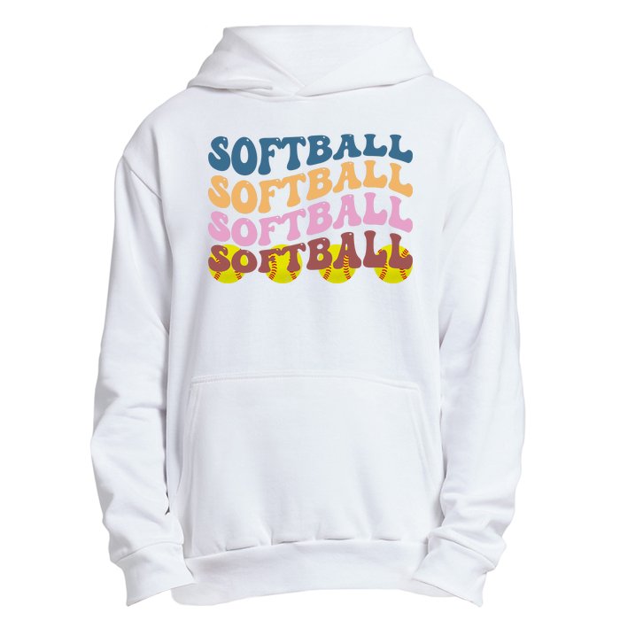 Softball Retro Groovy Sport Lover Urban Pullover Hoodie