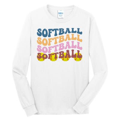 Softball Retro Groovy Sport Lover Tall Long Sleeve T-Shirt