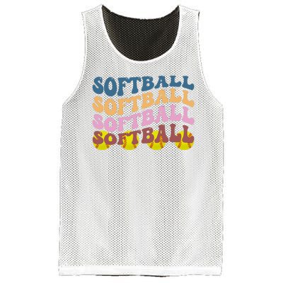 Softball Retro Groovy Sport Lover Mesh Reversible Basketball Jersey Tank