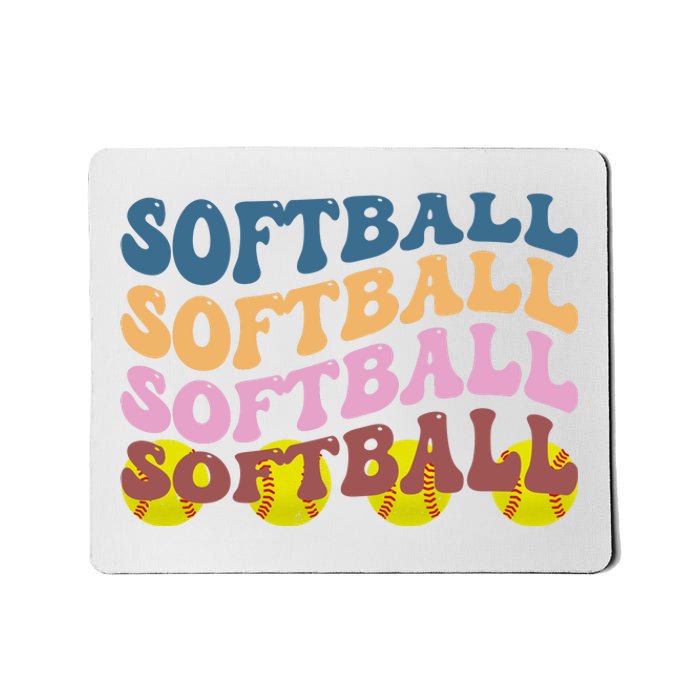 Softball Retro Groovy Sport Lover Mousepad