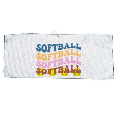 Softball Retro Groovy Sport Lover Large Microfiber Waffle Golf Towel