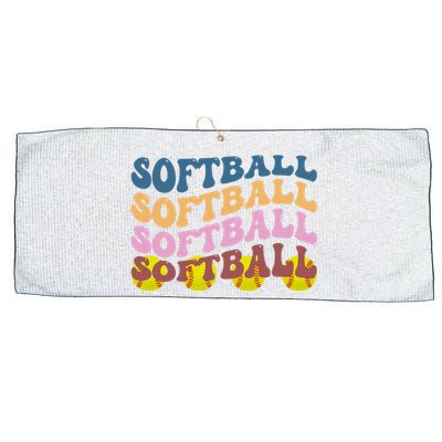 Softball Retro Groovy Sport Lover Large Microfiber Waffle Golf Towel