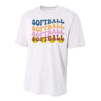 Softball Retro Groovy Sport Lover Performance Sprint T-Shirt